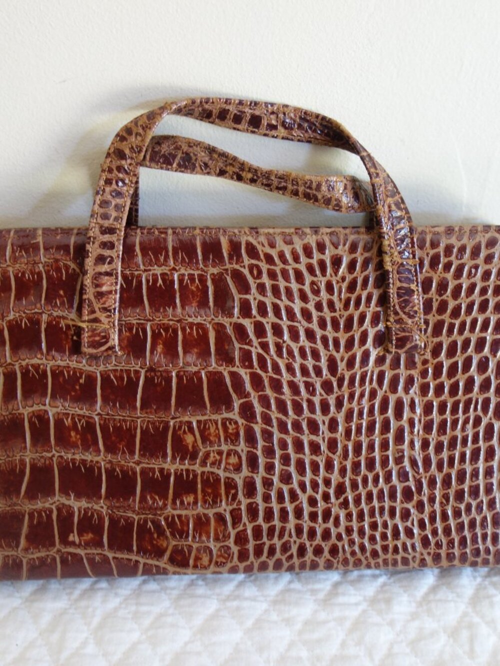 Vntg LUZIER’S (Kansas City) Genuine Leather Alligator Crocodile Bag